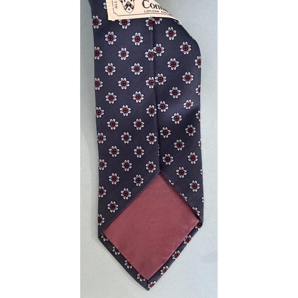 Vintage Harrods Silk Tie Made in England by John Comfort Gray Floral Medallion